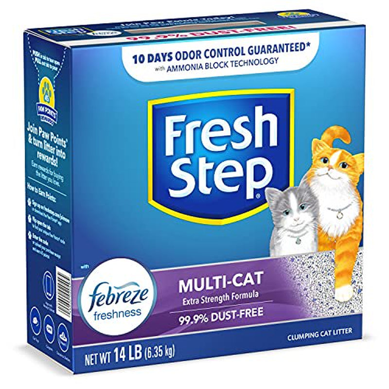 Fresh Step Multi-Cat Extra Strength Scented Litter with the Power of Febreze, Clumping Cat Litter, 14 Pounds (Package May Vary)