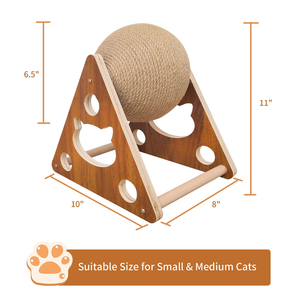 ROZKITCH Cat Scratcher Toy, Natural Sisal Cat Scratching Ball Wood Base, Durable Scratching Ball for Indoor Cats and Kittens, Interactive Solid Wood Scratcher Pet Toy Animals & Pet Supplies > Pet Supplies > Cat Supplies > Cat Toys ROZKITCH   