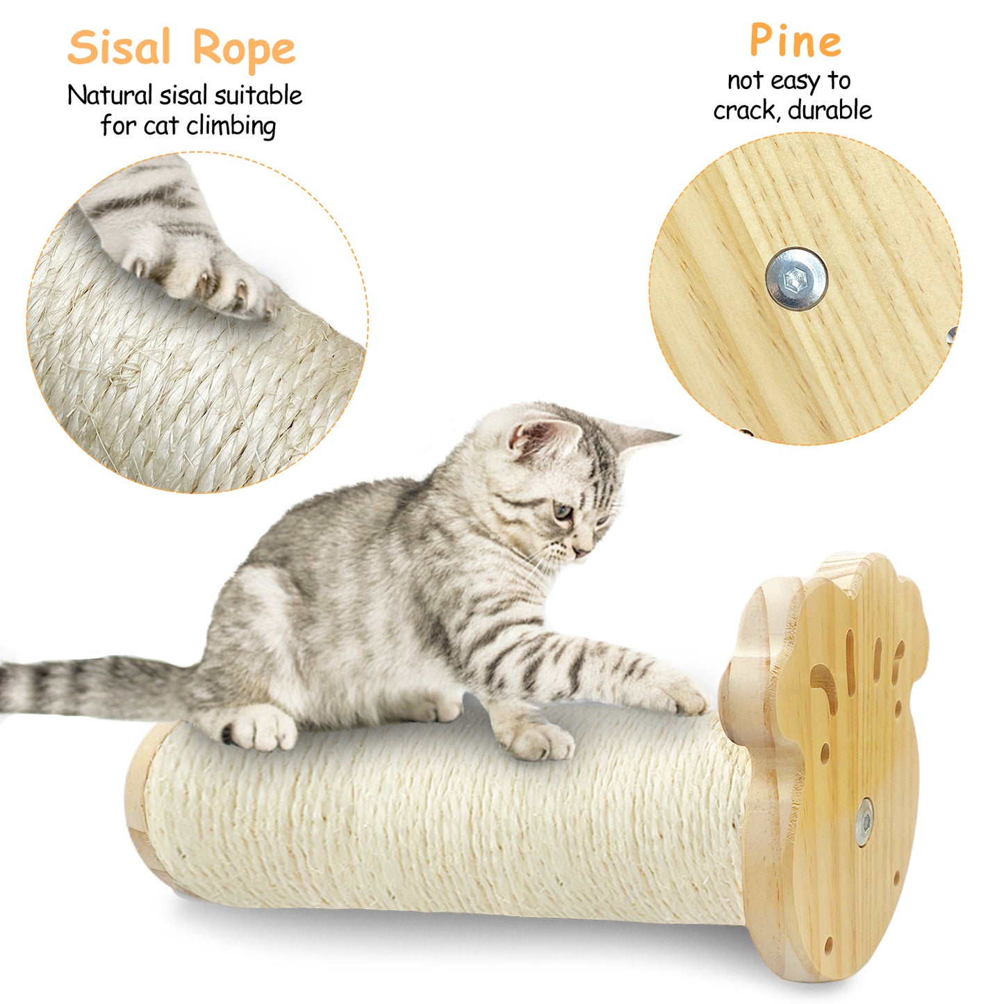 Arkham Pet Cat Hammock Wall Mounted Cat Shelf, Set of 3 Modern Cat Bed & Furniture for Large Cats or Kitty, Hanging Sisal Rope Grinding Claws Toy Animals & Pet Supplies > Pet Supplies > Cat Supplies > Cat Beds Arkham Pet   