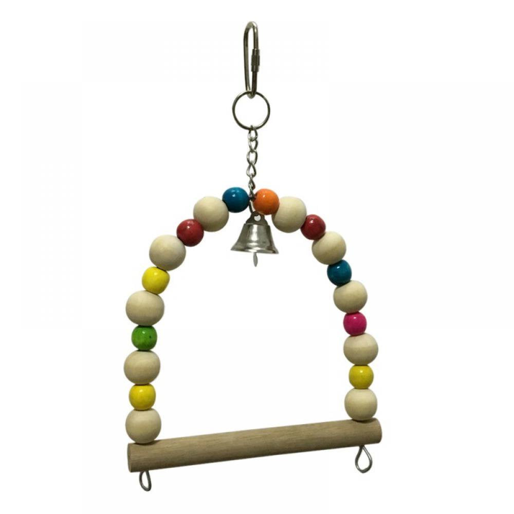 TOPWONER Parrot Swing Toys, Wooden Colorful Bird Perch Bird Cage Climbing Ladders Hanging Toys with Bell for Parakeet Cockatiel Macaw African Grey Cockatoo Lovebird Animals & Pet Supplies > Pet Supplies > Bird Supplies > Bird Ladders & Perches TOPWONER   