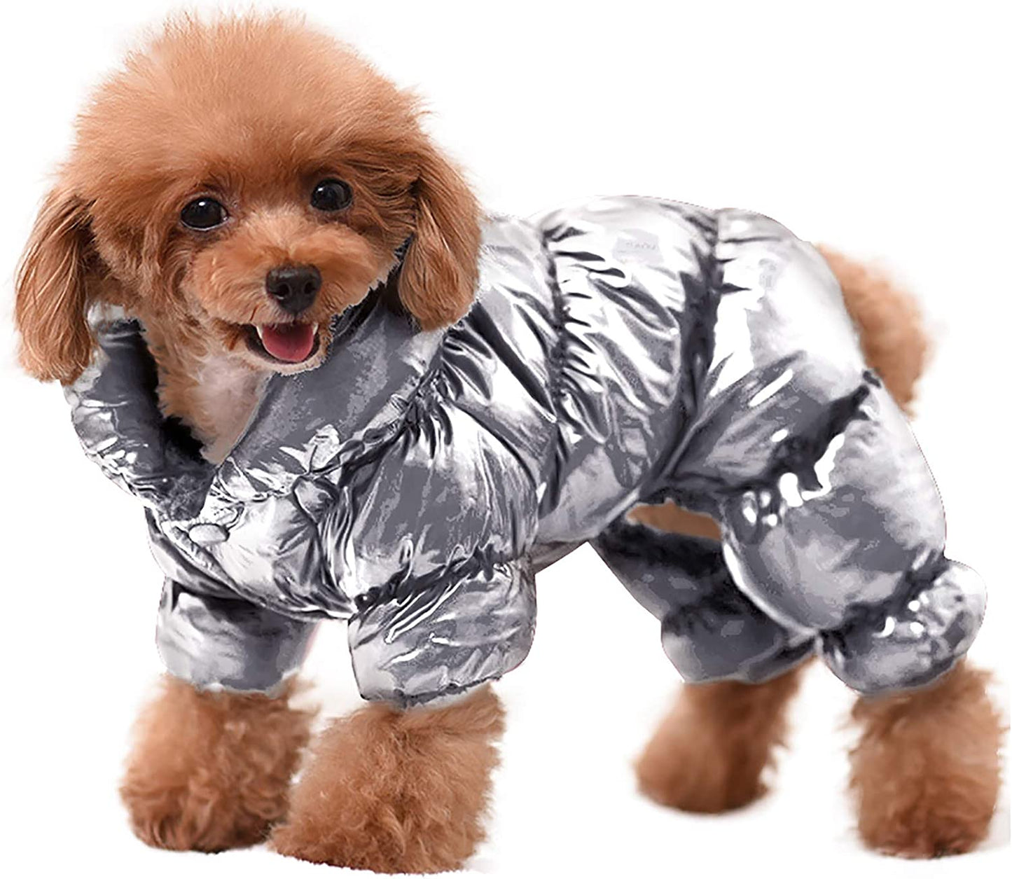 AOFITEE Dog Coat, Waterproof Dog Jacket for Winter, Fullbody Dog Coats Snowsuit, Windproof Puppy down Jacket Puffer Coat, Fleece Winter Vest for Dogs, Cold Weather Dog Coats for Small Dogs, Pink, L Animals & Pet Supplies > Pet Supplies > Dog Supplies > Dog Apparel AOFITEE Silver Chest: 13.8", Back Length: 10.2" 