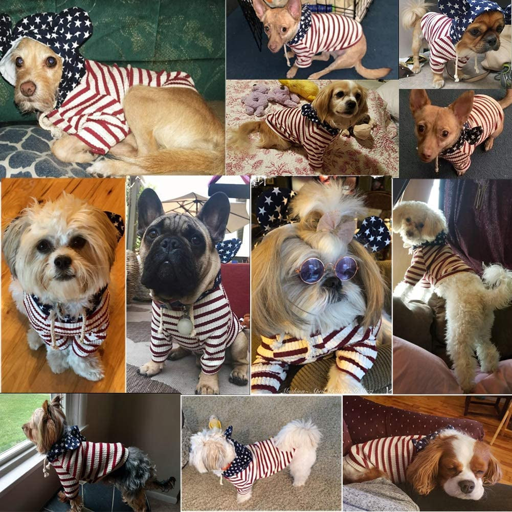 BONDOGLAND Pet Clothes Dog Hoodies for Small Dogs Cat Sweater Onesie Puppy Tracksuit Pajamas 4Th of July Animals & Pet Supplies > Pet Supplies > Dog Supplies > Dog Apparel BONDOGLAND   