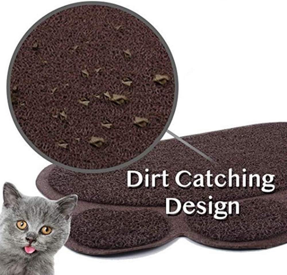 PVC Cat Litter Mat - Waterproof Paw Shaped Mat Feeding Mat Litter Box Mat for Pet Kitten Puppy, Gray, 30 * 40Cm