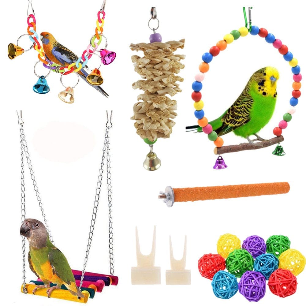 17 Pack Bird Swing Chewing Toys- Parrot Hammock Bell Toys Suitable for Small Parakeets, Cockatiels, Conures, Finches,Budgie,Macaws, Parrots, Love Birds Animals & Pet Supplies > Pet Supplies > Bird Supplies > Bird Toys VIVE COMB   