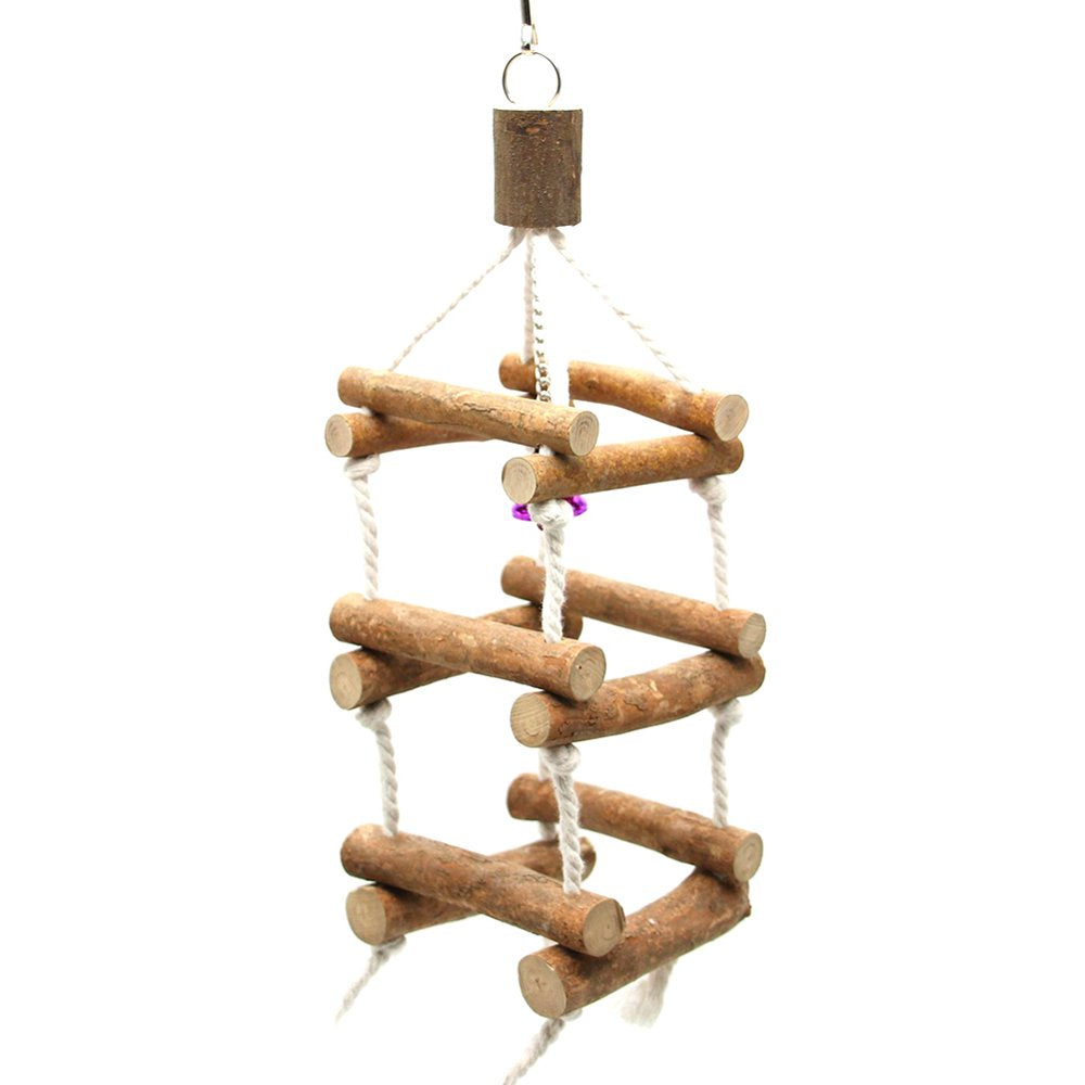 Visland Bird Parakeet Cockatiel Parrot Toys,Natural Wood Hanging Bell Pet Bird Cage Hammock Swing Climbing Ladders Wooden Perch Mirror Chewing Toy Animals & Pet Supplies > Pet Supplies > Bird Supplies > Bird Ladders & Perches Visland   