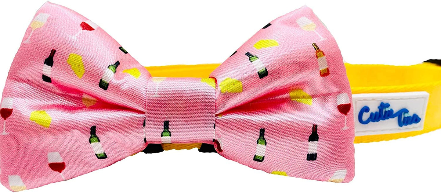 CUTIE TIES Dog Bow Tie Pizza- 2" X 4" Premium Quality Bow Ties for Dogs - Fancy Dog Tie with Slip over Elastic Bands - Cute Dog Tie Fits Most Collars - Dog Tie for Small, Medium and Large Breeds Animals & Pet Supplies > Pet Supplies > Dog Supplies > Dog Apparel Cutie Ties Wine & Cheese  
