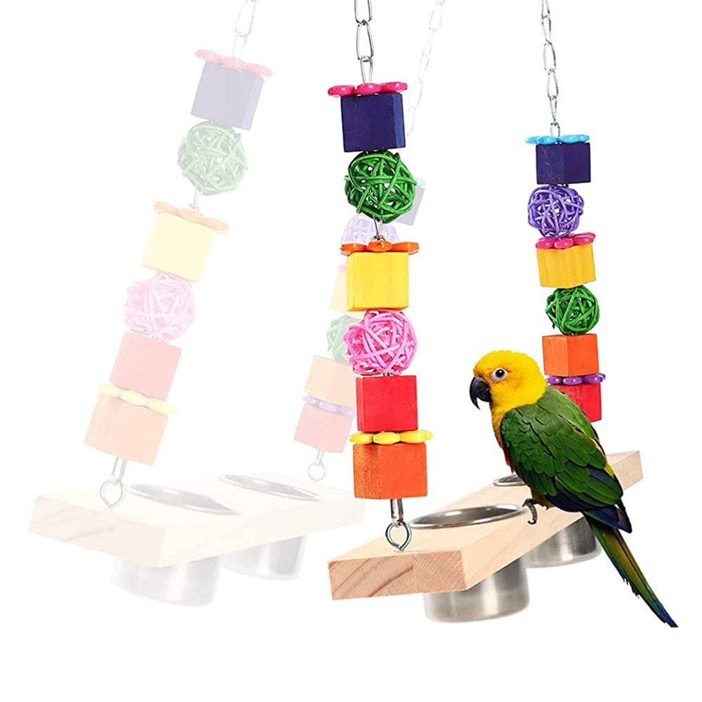 BINYOU Bird Feeding Dish Cups with Perch Stand Hang Stainless Steel Parrot Cage Feeder Animals & Pet Supplies > Pet Supplies > Bird Supplies > Bird Cages & Stands BINYOU   