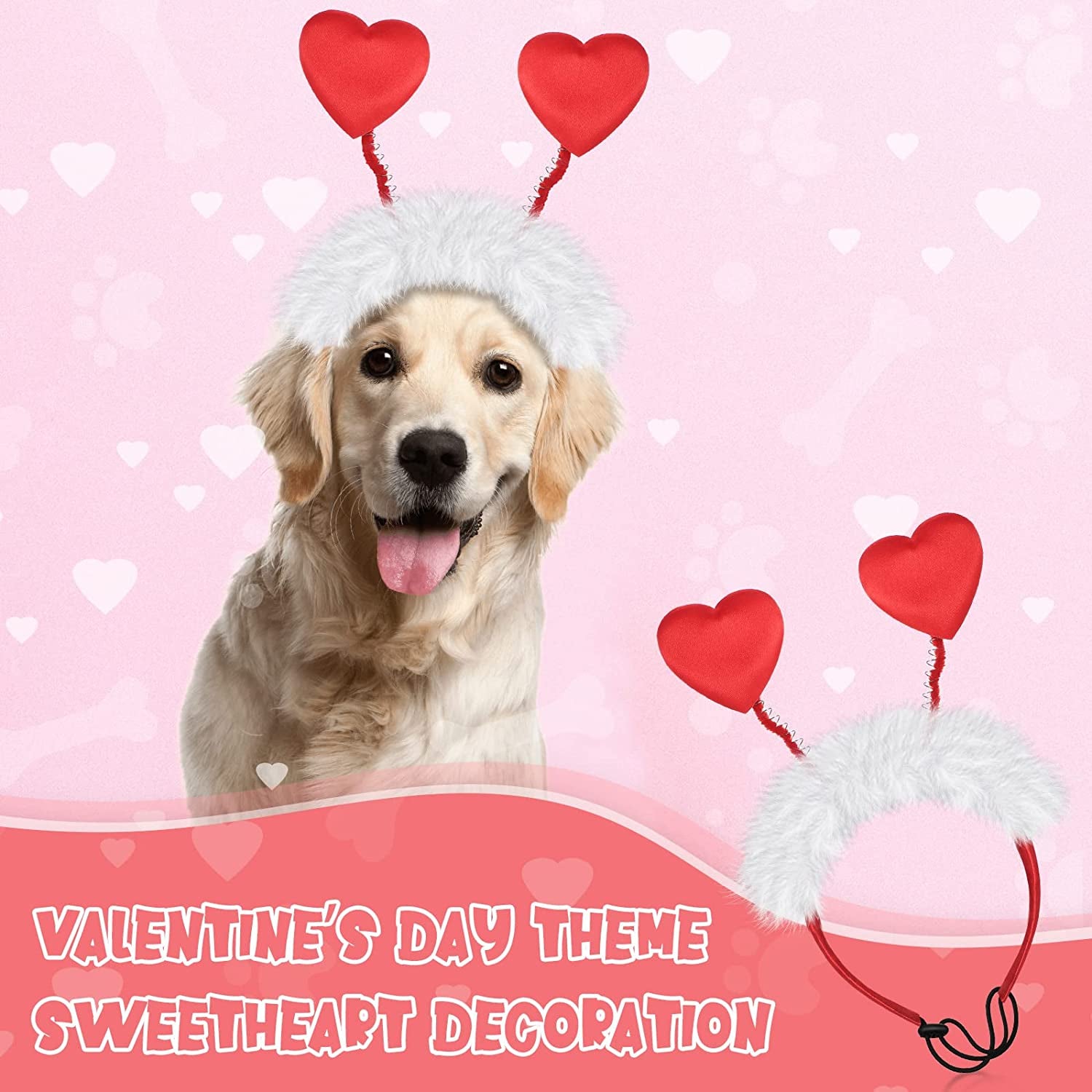 4 Pcs Valentine'S Day Pet Heart Headband Red Love Dog Headband Cute Dog Cat Fluffy Headband for Puppy Cat Valentines Day Pet Costume Accessories Valentines Day Wedding Party Supplies Animals & Pet Supplies > Pet Supplies > Dog Supplies > Dog Apparel Cunno   