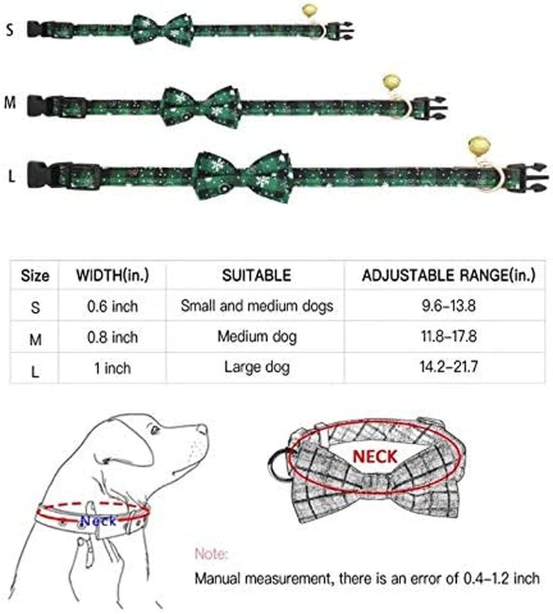 KUDES 2 Pack/Set Christmas Snowflake Dog Collars Breakaway with Bow Tie and Bells for Cat and Small/Medium/Large Pets, Red & Green M Animals & Pet Supplies > Pet Supplies > Dog Supplies > Dog Apparel Leegoo   