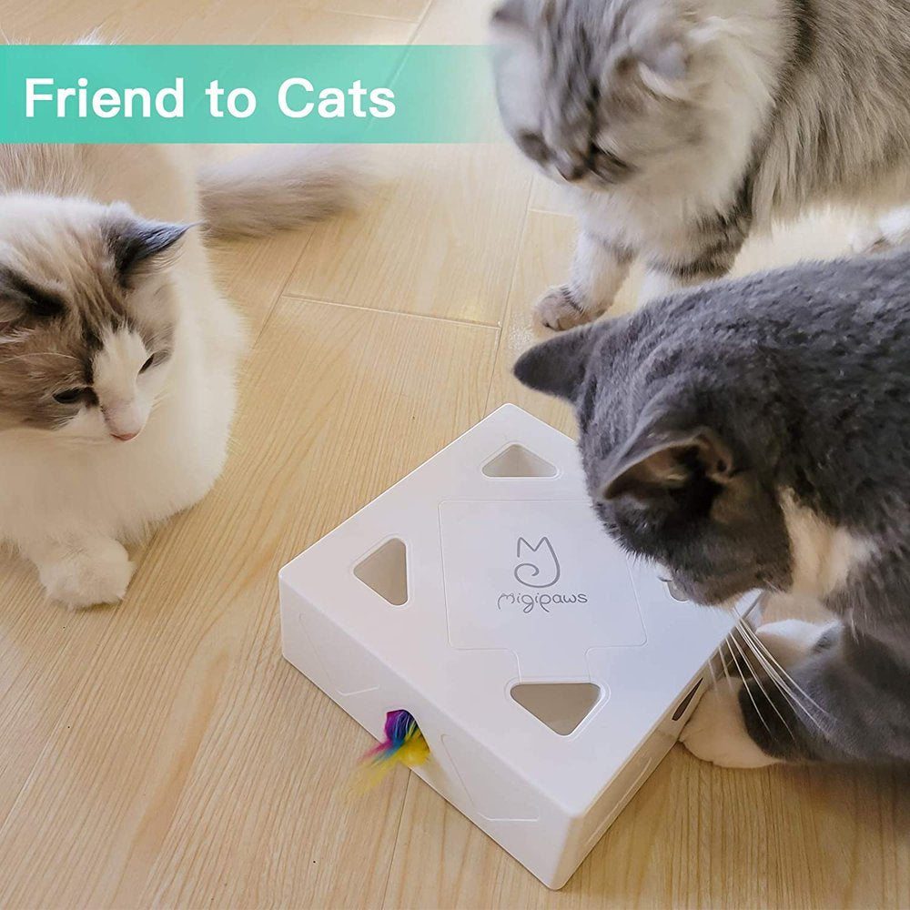 Migipaws Cat Toys, Interactive Kitten Toy for Indoor Cats, Automatic Cat Feather Mice Toys, Pets Smart Electric Peekaboo Teaser, USB Rechargeable, 4Pcs Upgrade Durable Feather Refills Animals & Pet Supplies > Pet Supplies > Cat Supplies > Cat Toys Nanjing DiMeng technology Co., Ltd.   