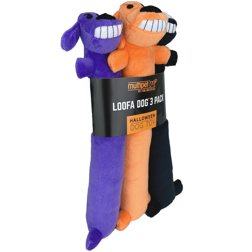 Multipet Halloween Plush Loofa Dog Toys, Stuffed and Squeaker Inside, 3 Pack Bundle of Purple, Orange and Black, 12 Inches Each Animals & Pet Supplies > Pet Supplies > Dog Supplies > Dog Toys Multipet   