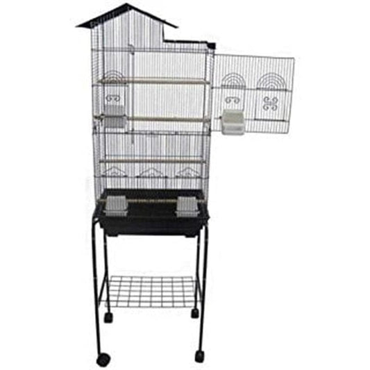 1754-4724BLK Bar Spacing Villa Top Bird Cage with Stand&#44; Black Animals & Pet Supplies > Pet Supplies > Bird Supplies > Bird Cages & Stands Peticare   