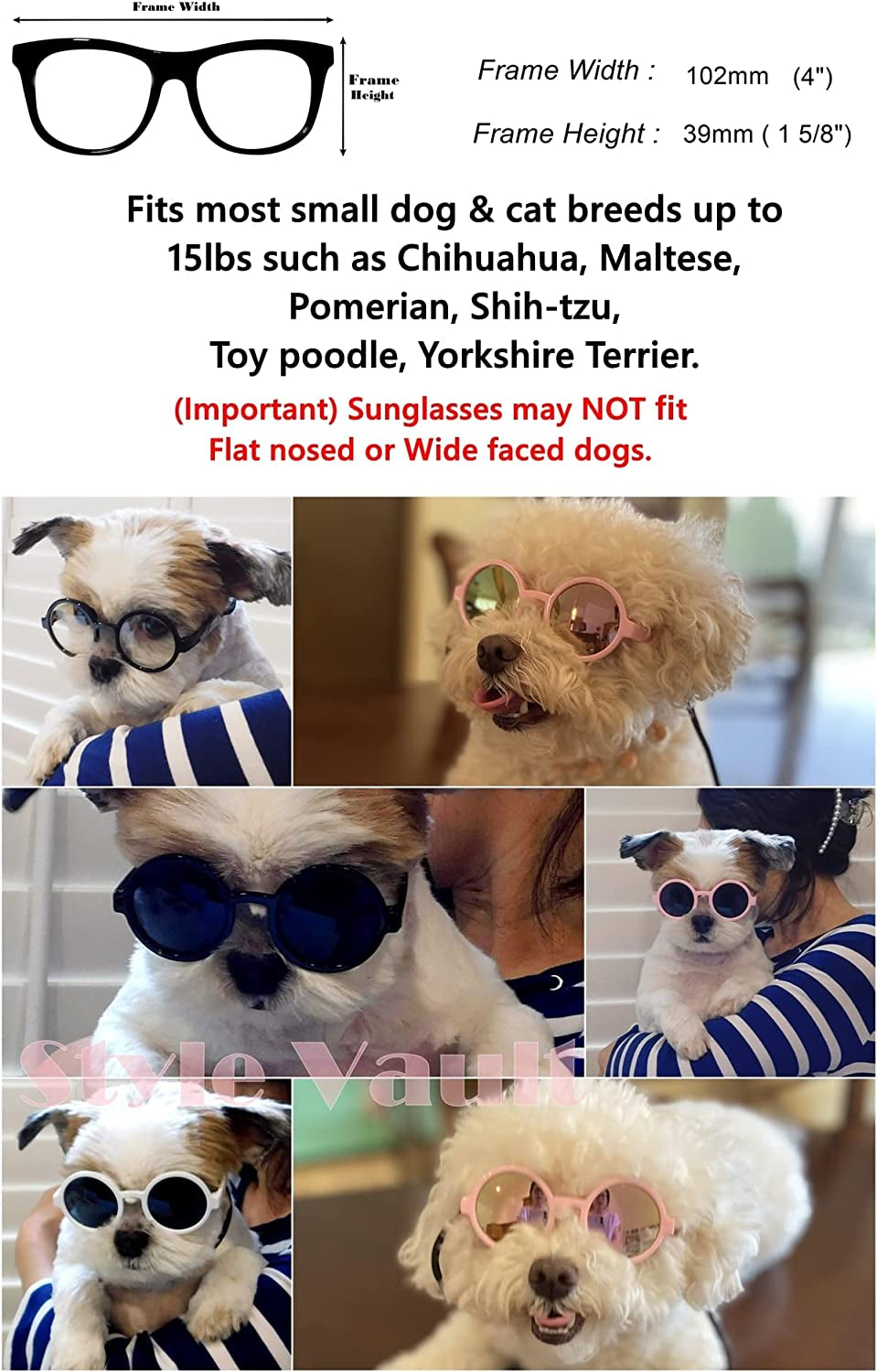 G016 Dog Pet round Sunglasses Goggles for Small Dogs up to 15Lbs (Black) Animals & Pet Supplies > Pet Supplies > Dog Supplies > Dog Apparel Style Vault   