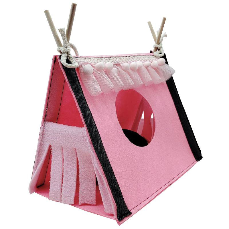 Small Animal Hideout Tent Cage House for Hamster Rat Mice Parrot Habitats Rat Hideaway Chew Cage Toy Animals & Pet Supplies > Pet Supplies > Small Animal Supplies > Small Animal Habitats & Cages Bydezcon Pink  