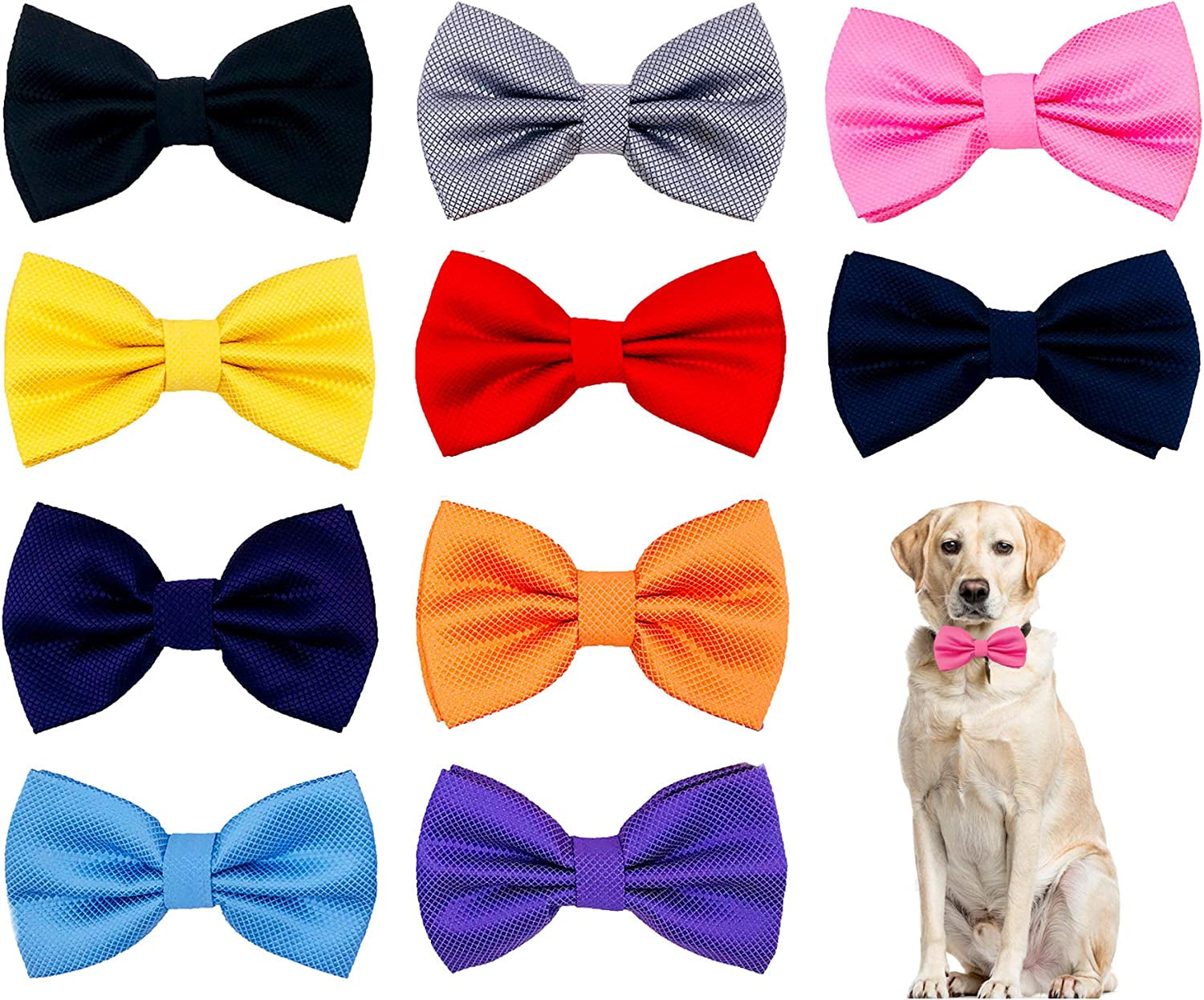 PET SHOW 10Pcs 2.5”X4.5” Large Dogs Collar Attachment Bow Ties Embellishment Girls Boys Medium Dog Puppies Cats Collar Charms Accessories Bulk Slides Bowties for Birthday Wedding Parties Animals & Pet Supplies > Pet Supplies > Dog Supplies > Dog Apparel Bysitshow 10pcs Bowties  