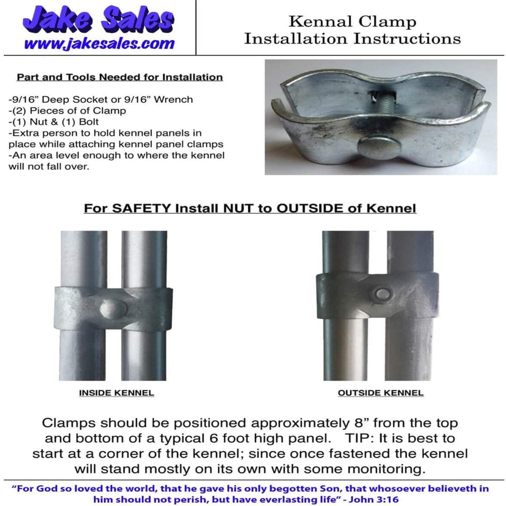 Chain Link Fence Panel Clamps ~ Kennel Clamps: (8 Set) for 1-3/8" Chain Link Fence Pipe Panel Frames. for Dog Kennels/Dog Runs, or Temporary Chain Link Fence..., by Visit the Jake Sales Store Animals & Pet Supplies > Pet Supplies > Dog Supplies > Dog Kennels & Runs Jake Sales   