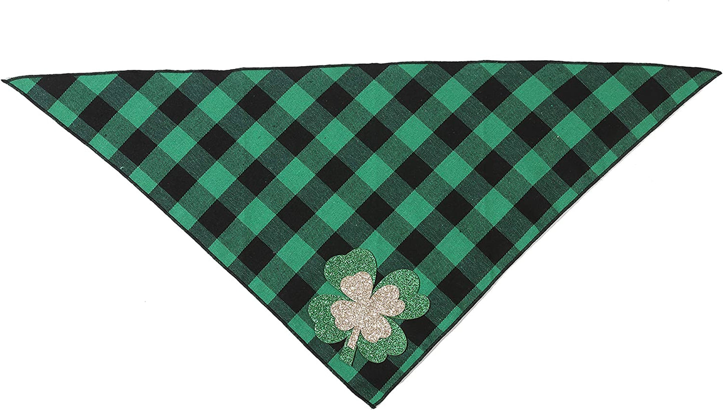 St Patricks Day Dog Bandanas with Shamrock Appliques,Plaid Pet Dog Puppy Holiday Scarf Animals & Pet Supplies > Pet Supplies > Dog Supplies > Dog Apparel Upaw   