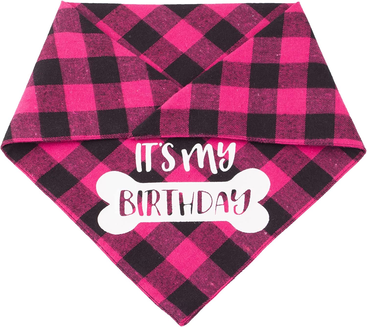 PTDECOR Dog Birthday Girl Bandana, It’S My Birthday Plaid Dog Puppy Birthday Bandana Triangle Scarf for Dog Birthday Party Supplies (Pink) Animals & Pet Supplies > Pet Supplies > Dog Supplies > Dog Apparel PTDECOR   