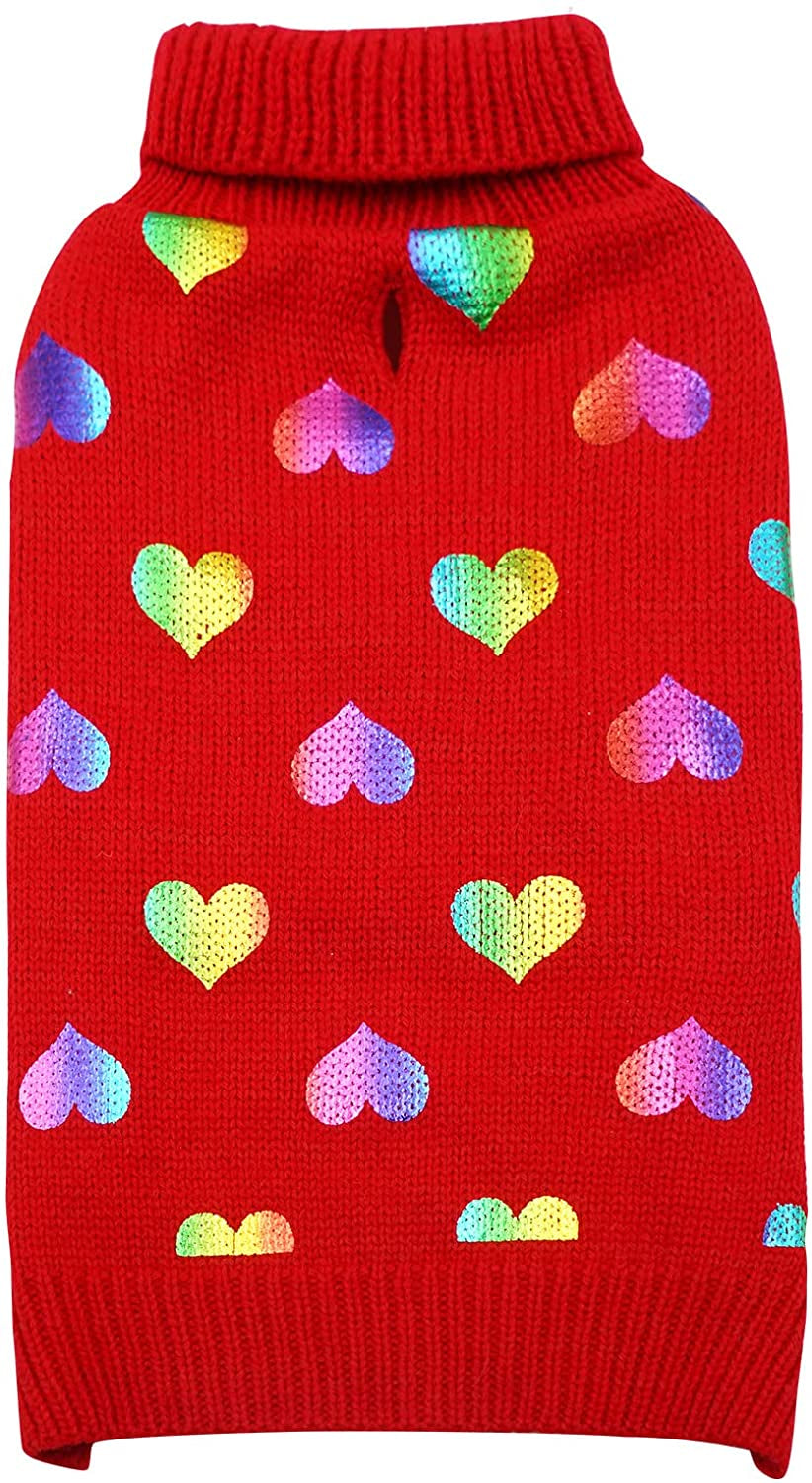 KYEESE Valentine'S Day Dog Sweaters for Small Dogs with Leash Hole Turtleneck Pink Dog Sweater with Bowtie Knit Pullover Dog Clothes Animals & Pet Supplies > Pet Supplies > Dog Supplies > Dog Apparel kyeese 2# Heart (Red) X-Large (19-27lbs) 