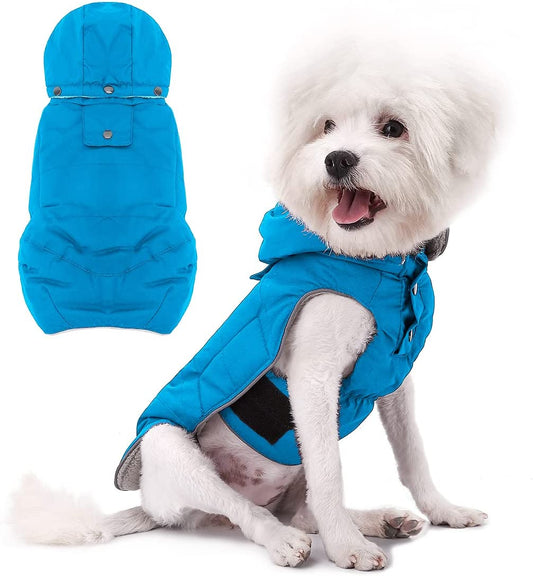 VOOPET Dog Jacket, Waterproof Warm Winter Coat for Small Medium Dogs - Soft Fleece Lining Pet Costume, Reflective Windproof Snowproof Cold Weather Padded Vest Dog Clothes with Detachable Hood (2XL) Animals & Pet Supplies > Pet Supplies > Dog Supplies > Dog Apparel voopet Royal Blue Medium (Pack of 1) 