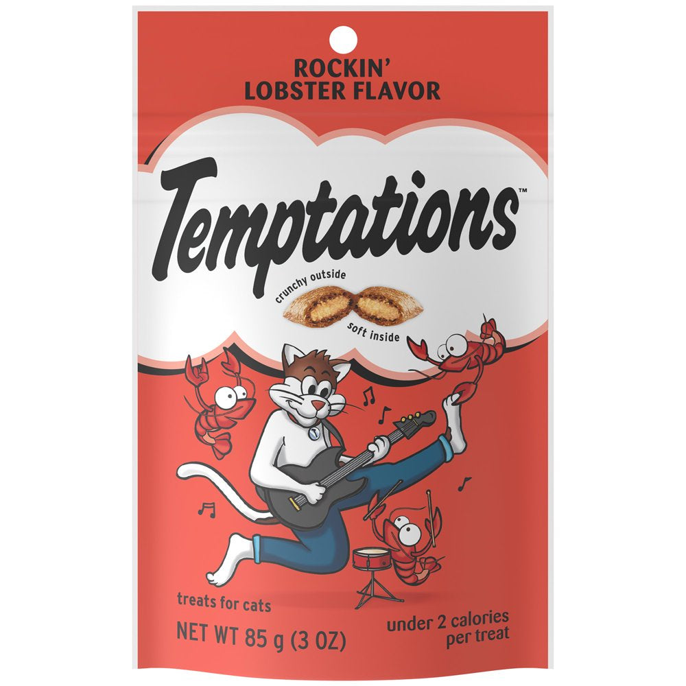 TEMPTATIONS Classic, Crunchy and Soft Cat Treats, Rockin’ Lobster Flavor, 6.3 Oz. Pouch