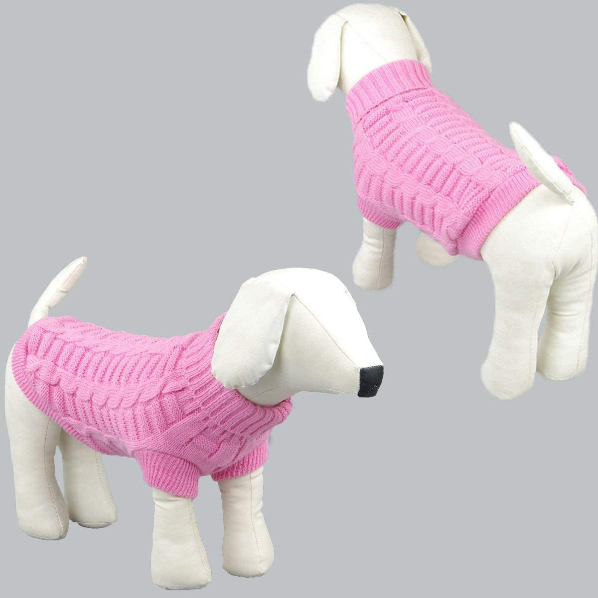 Knitted Braid Plait Turtleneck Sweater Knitwear Outwear for Dogs & Cats (Pink, L) Animals & Pet Supplies > Pet Supplies > Dog Supplies > Dog Apparel Wiz BBQT   