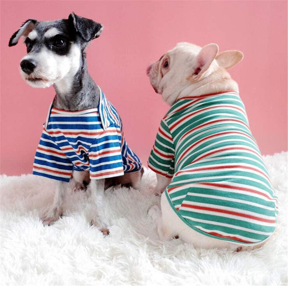 XIHAROOM Dog Stretch Cotton Striped Tshirt for Small Medium Dogs,Dog Two-Legged Pull-On Sweatshirt Pajamas(Green Stripe,S) Animals & Pet Supplies > Pet Supplies > Dog Supplies > Dog Apparel XIHAROOM   