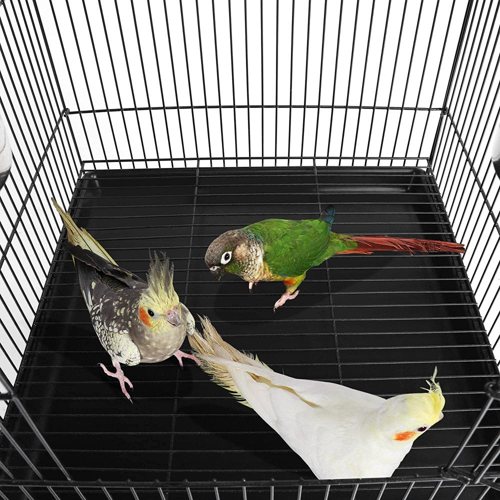 Hisevxus 57-Inch Rolling Open Top Roof Bird Cage for Mid-Sized Parrots Cockatiels Caique Quaker Monk Indian Ring Neck Green Cheek Conure Middle Bird Cage with Detachable Stand Animals & Pet Supplies > Pet Supplies > Bird Supplies > Bird Cages & Stands hisevxus   