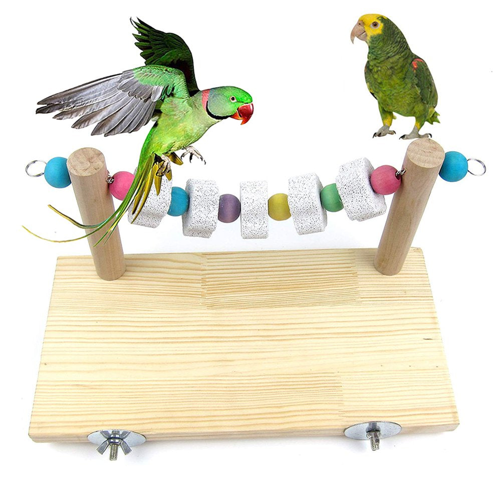 Jiaqi Pet Bird Parrot Wood Stand Platform Molar Mineral Stone Cage Mounted Chew Toy Animals & Pet Supplies > Pet Supplies > Bird Supplies > Bird Toys JiaQi   