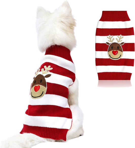 NACOCO Holiday Xmas Reindeer Sweaters Dog Sweaters New Year Christmas Sweater Pet Clothes for Small Dog and Cat (Red, Xx-Small) Animals & Pet Supplies > Pet Supplies > Dog Supplies > Dog Apparel Nacoco 1-Red Deer Small (Pack of 1) 