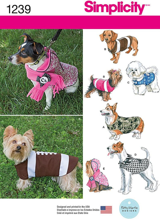 Simplicity 1239 Dog Coat Sewing Pattern, Fits Small, Medium, and Large Size Dogs Animals & Pet Supplies > Pet Supplies > Dog Supplies > Dog Apparel CSS Industries, Inc.   