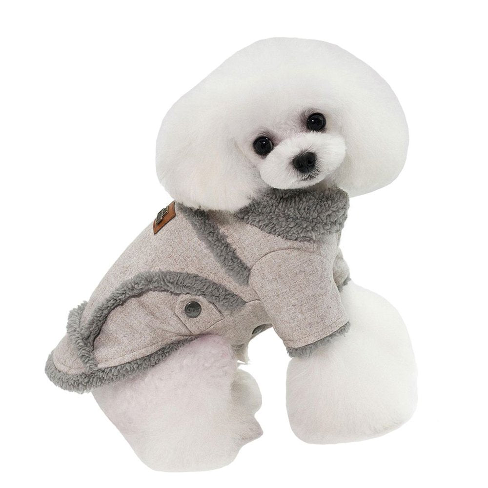 Hiheart Small Senior Lean-Bodied Dog Faux Shearling Lining Winter Coat Beige M Animals & Pet Supplies > Pet Supplies > Dog Supplies > Dog Apparel Daai Apparel Co LTD M(Chestgirth 14.57") Beige 