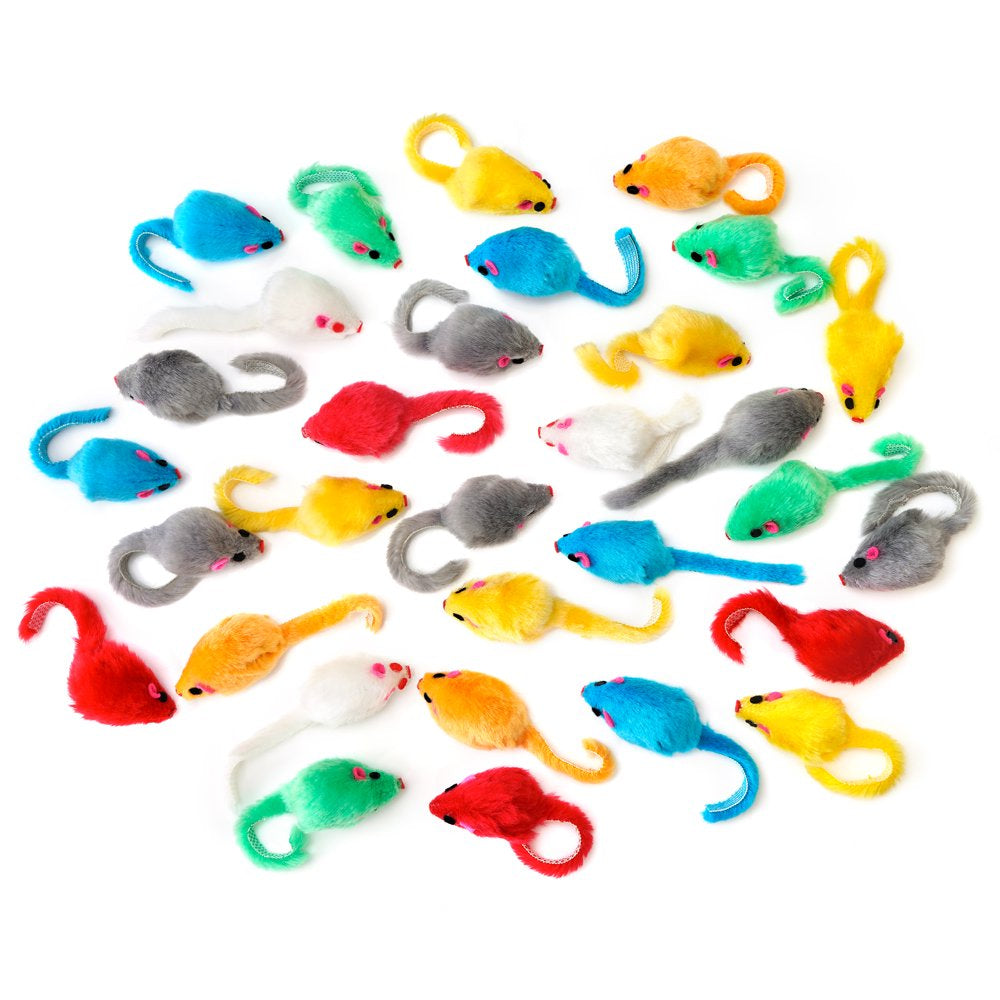 Chiwava 36PCS 4.1'' Furry Cat Toy Mice Rattle Small Mouse Kitten Interactive Play Assorted Color Animals & Pet Supplies > Pet Supplies > Cat Supplies > Cat Toys Wonpet Co., Ltd   