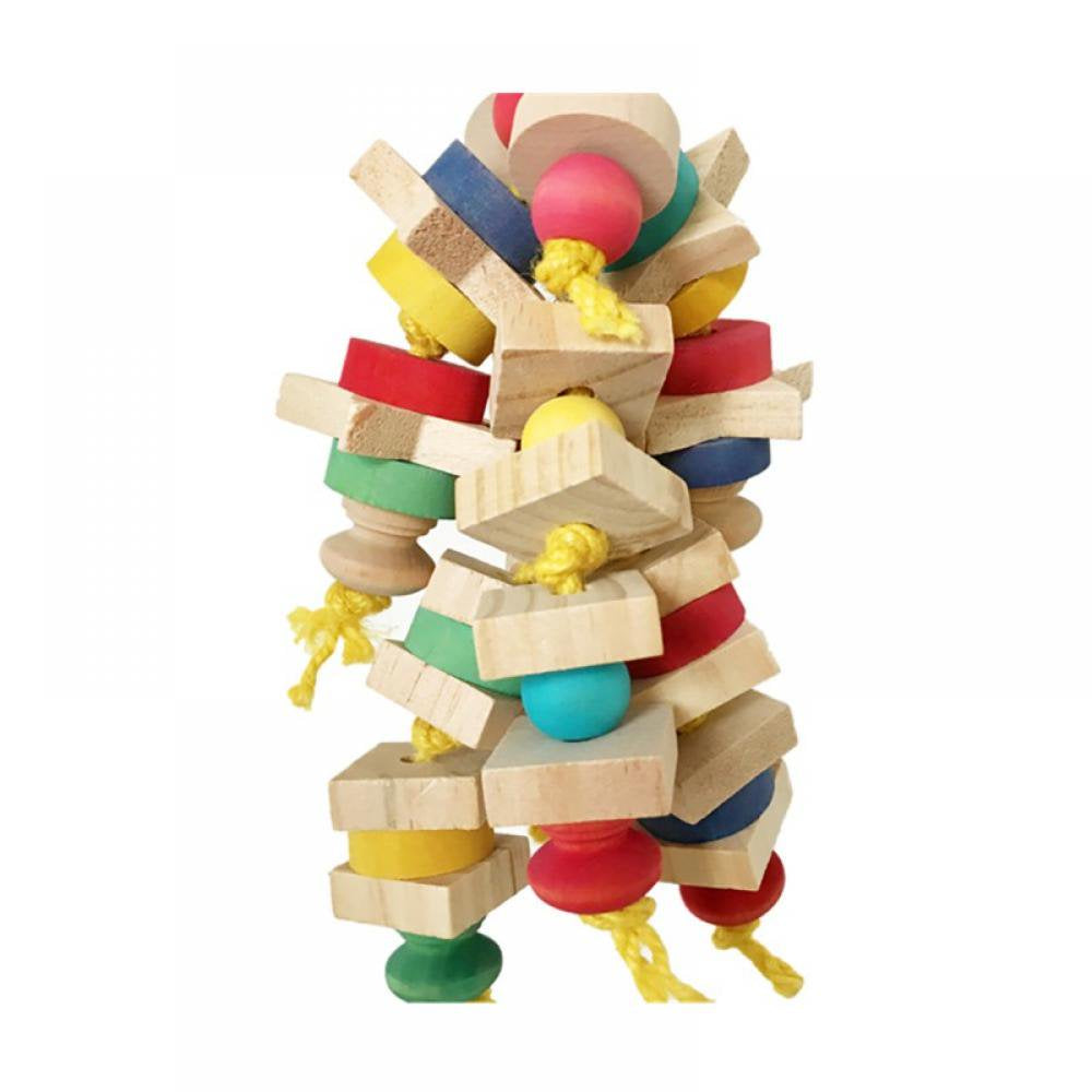 Bird Toys, Parrot Toys, Parrots Cage Chewing Toy with Colorful Wood Beads, Multicolored Wooden Block Bite Toys for Macaw African Grey Cockatoo and a Variety of Parrots Animals & Pet Supplies > Pet Supplies > Bird Supplies > Bird Toys LOVEBAY   