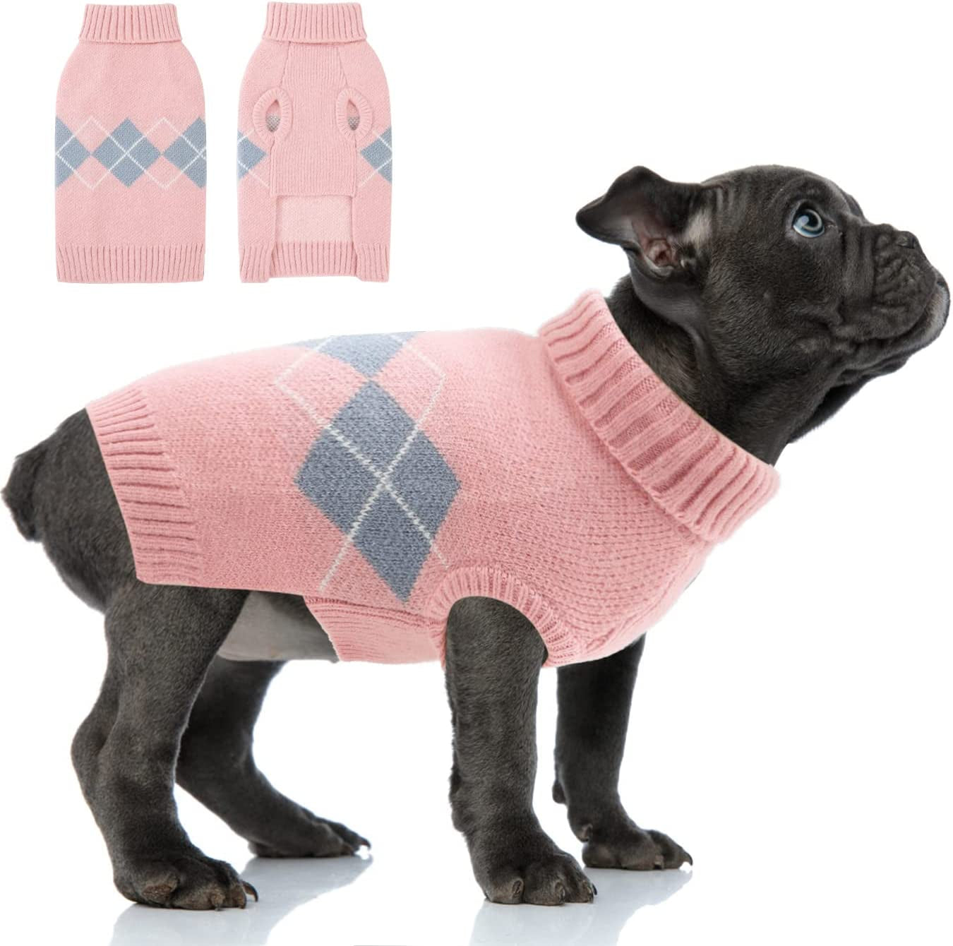 ALAGIRLS Winter Dog Sweater Warm Puppy Clothes,Classic Turtleneck Plaid Cat Sweater,Pullover Christmas Holiday Pet Outfits Apparel for Large Dogs,Pink L Animals & Pet Supplies > Pet Supplies > Dog Supplies > Dog Apparel ALA Pink X-Large 