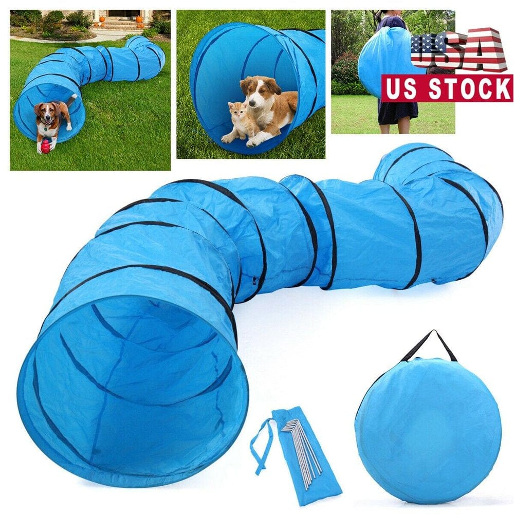 18' Agility Training Tunnel Pet Dog Play Outdoor Obedience Exercise Equipment Blue Animals & Pet Supplies > Pet Supplies > Dog Supplies > Dog Treadmills Goorabbit   