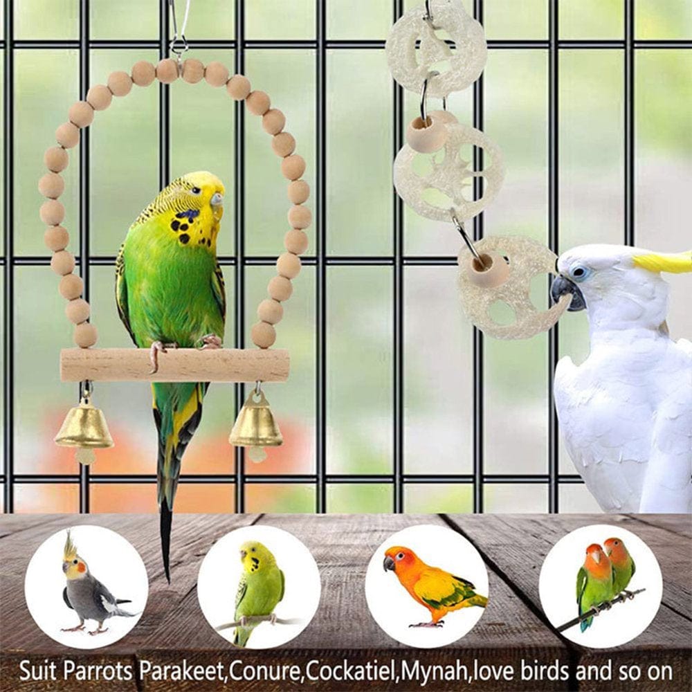 18 Pcs Bird Toys Parrot Perch Swing Hammock Ladder Bridge for Small Medium Birds Animals & Pet Supplies > Pet Supplies > Bird Supplies > Bird Ladders & Perches Leimezsty   