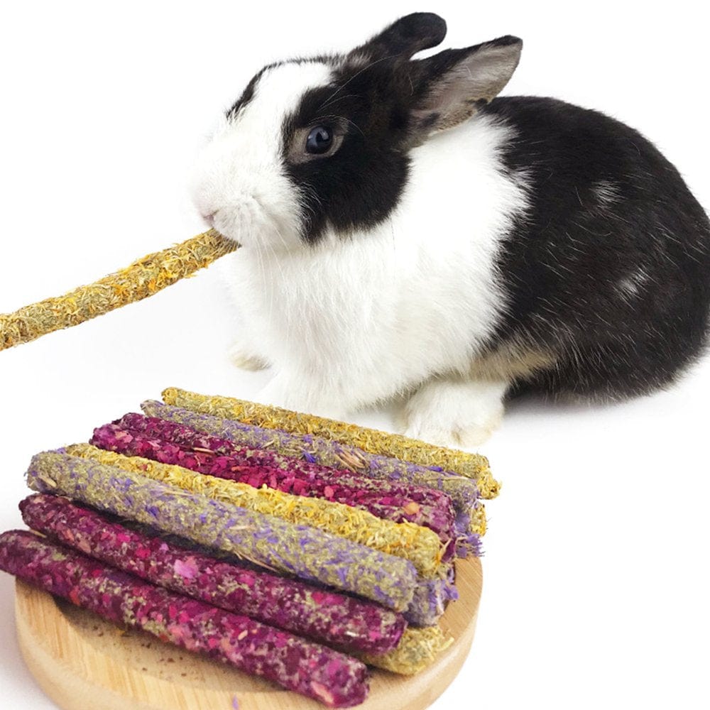 18 Pcs Bunny Chew Toys Rabbit Edible Treat Natural Timothy Hay Petals Sticks No Additives for Rabbit Chinchilla Hamster Animals & Pet Supplies > Pet Supplies > Small Animal Supplies > Small Animal Treats Bydezcon   
