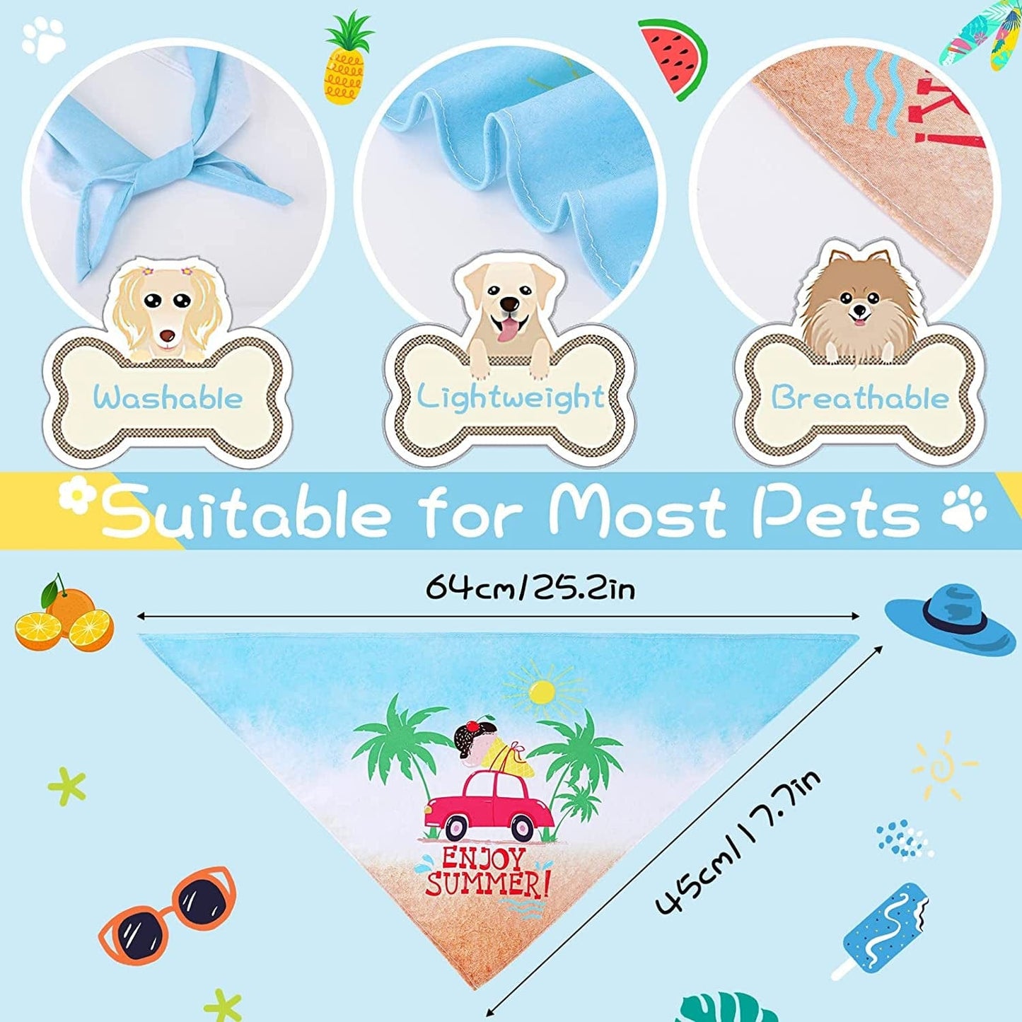 18 Pieces Summer Dog Bandanas Hawaiian Style Triangle Dog Scarf Pets Bibs Fruit Flamingo Pattern Adjustable Dog Bandanas for Small Medium Large Dogs and Cats Animals & Pet Supplies > Pet Supplies > Dog Supplies > Dog Apparel DARCKLE   