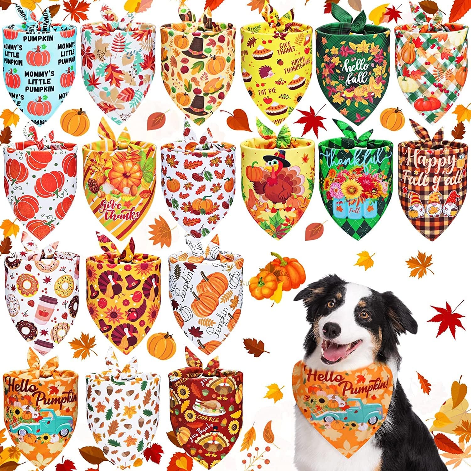 18 Pieces Summer Dog Bandanas Hawaiian Style Triangle Dog Scarf Pets Bibs Fruit Flamingo Pattern Adjustable Dog Bandanas for Small Medium Large Dogs and Cats Animals & Pet Supplies > Pet Supplies > Dog Supplies > Dog Apparel DARCKLE Fall  