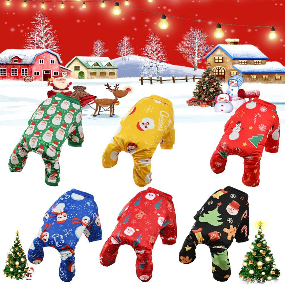 Christmas Dog Pajamas Pet Clothes Costume Xmas Apparel Jumpsuit Puppy Christmas Pajamas for Pet Holiday Decorations Animals & Pet Supplies > Pet Supplies > Dog Supplies > Dog Apparel Xinhuaya   