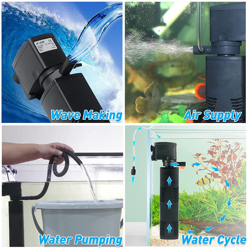 Aquarium Filter for 40-150 Gal. Tank Crystal 300GPH Biochemical Filtration Powerful Pump Submersible Internal Fish Tank Filters Large Tank Pond Clear Wavemaker Air Supply 4 in 1 Animals & Pet Supplies > Pet Supplies > Fish Supplies > Aquarium Filters Aopu   