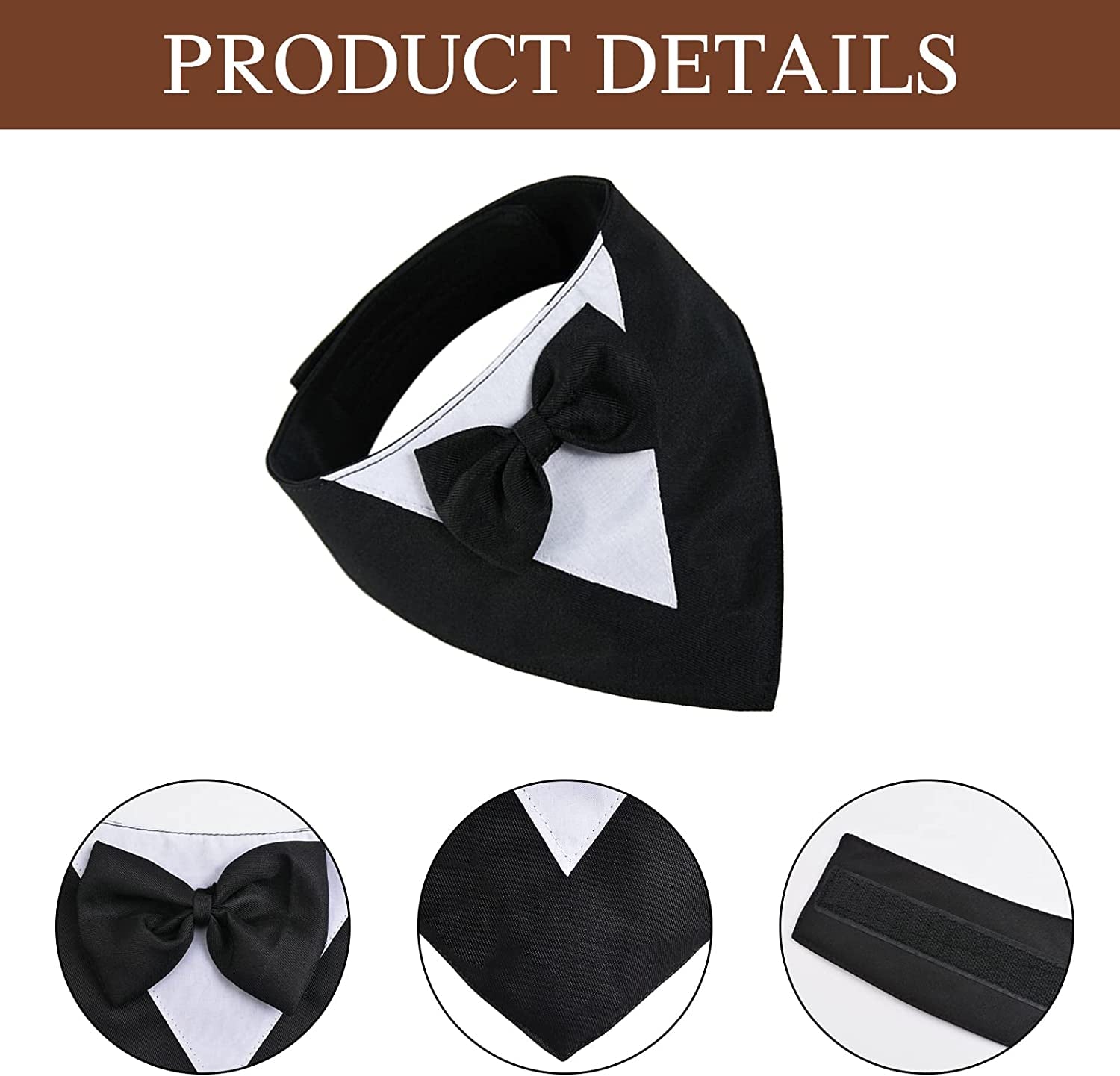 URROMA 1 PC Formal Dog Bandana Collar, Pet Tuxedo Collar with Bow Tie Dog Wedding Bowtie Collar, Black L Animals & Pet Supplies > Pet Supplies > Dog Supplies > Dog Apparel URROMA   