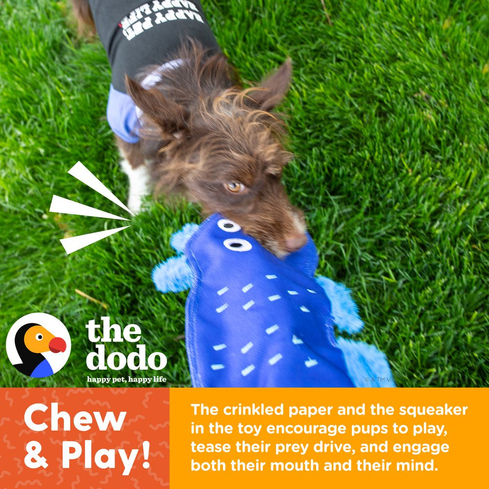 The Dodo Stuffingless Hippo Dog Crinkle Chew Toy, Blue, Durable Ballistic Nylon Dog Toy Animals & Pet Supplies > Pet Supplies > Dog Supplies > Dog Toys Fetch for Pets   