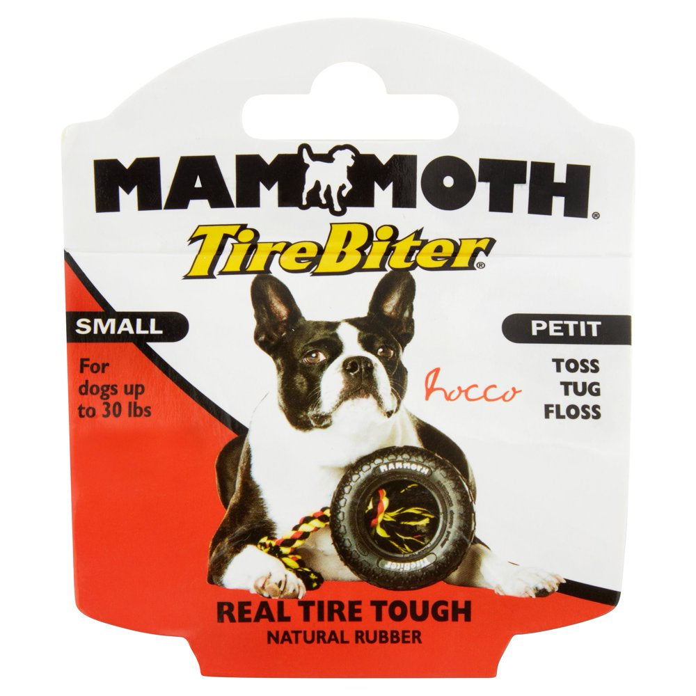 Mammoth Tirebiter Rubber Tire Dog Toy with Rope, Small, 6'' Animals & Pet Supplies > Pet Supplies > Dog Supplies > Dog Toys PHILLIPS PET FOOD SUPPLY   