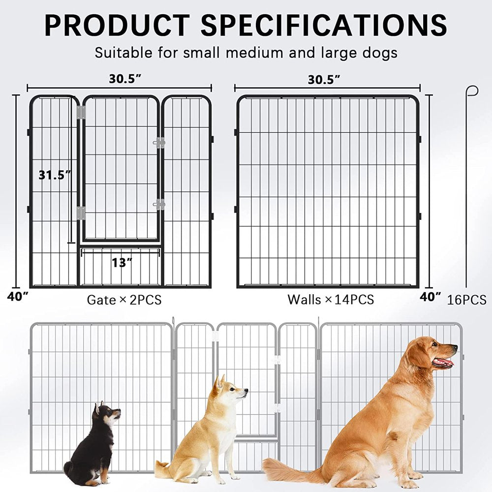 Waleaf Bold Dog Playpen for Outdoor, 16 Panels 24''/30''/40'' Height Metal Puppy Dog Fence Indoor Outdoor,Pet Exercise Pen for Rv,Camping,Yard Animals & Pet Supplies > Pet Supplies > Dog Supplies > Dog Kennels & Runs Vitesse   