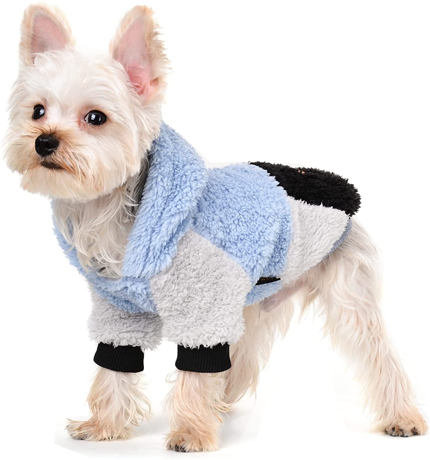 Small Dog Sweater,Fleece Dog Hoodie Sweater for Small Dog, Warm Fluffy Dog Winter Clothes for Chihuahua Yorkie,Teacup Dog, Pet Coat Doggie Sweatshirt,Cat Apparel Outfit (Small, Blue) Animals & Pet Supplies > Pet Supplies > Dog Supplies > Dog Apparel Yikeyo Light Blue Medium 