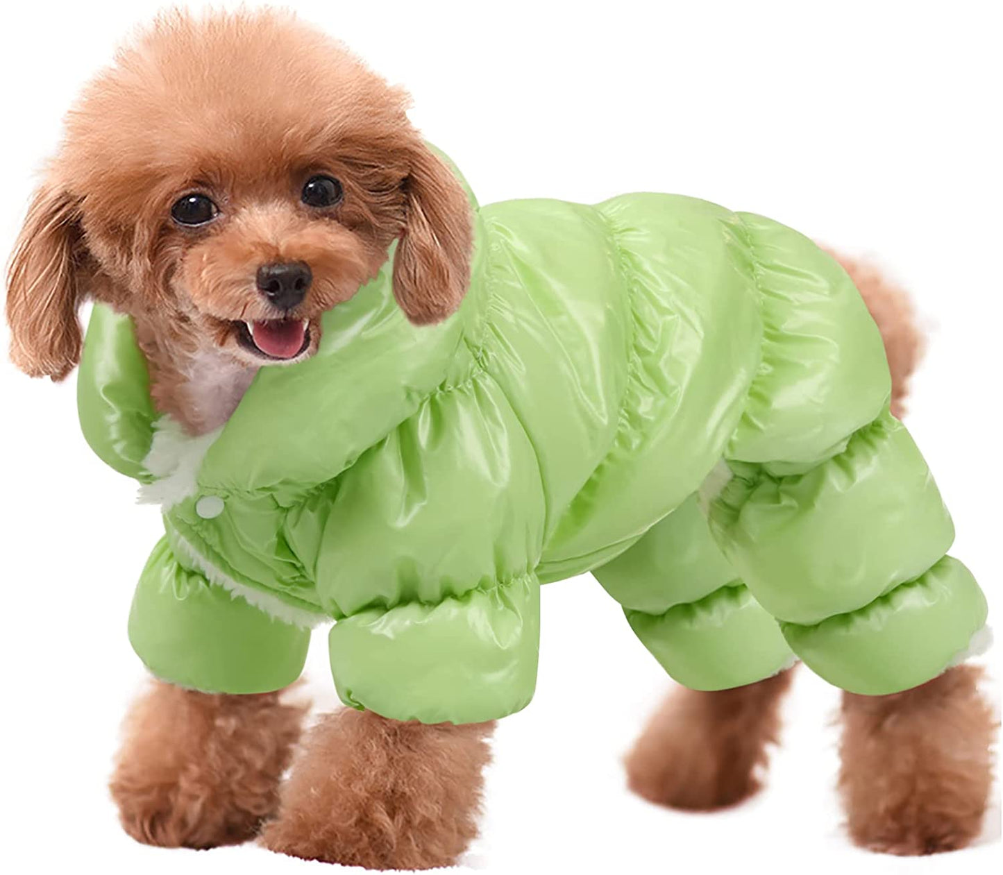 AOFITEE Dog Coat, Waterproof Dog Jacket for Winter, Fullbody Dog Coats Snowsuit, Windproof Puppy down Jacket Puffer Coat, Fleece Winter Vest for Dogs, Cold Weather Dog Coats for Small Dogs, Pink, L Animals & Pet Supplies > Pet Supplies > Dog Supplies > Dog Apparel AOFITEE Green Chest: 17.7", Back Length: 14.2" 