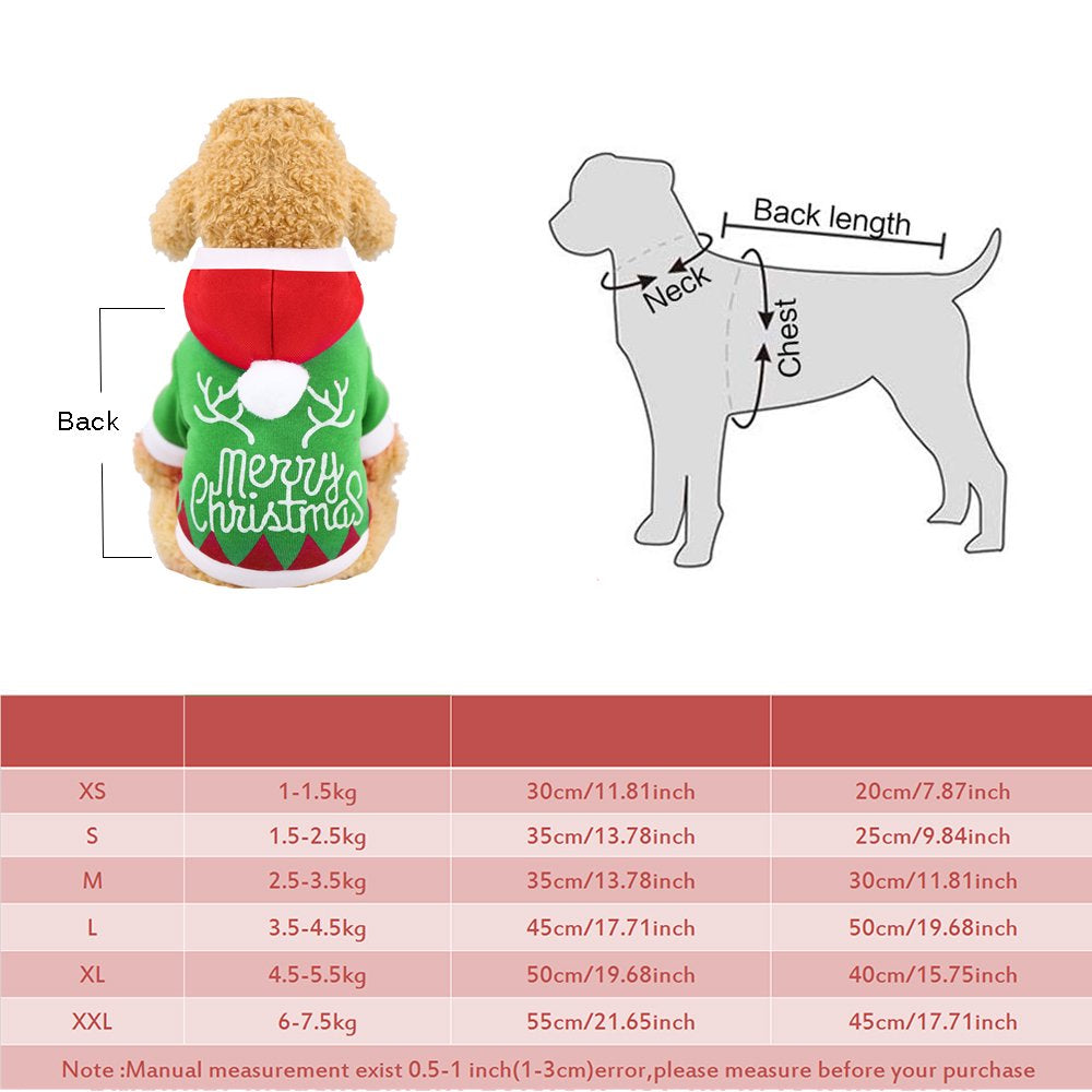 Peroptimist Dog Costume Christmas Pet Clothes Winter Hoodie Coat Clothes Pet Clothing for Small Dogs and Cats Winter Coat Warm Clothes Christmas Holiday Apparel Outfit Animals & Pet Supplies > Pet Supplies > Cat Supplies > Cat Apparel Peroptimist   