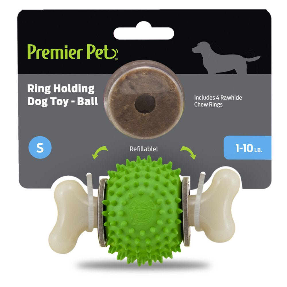 Premier Pet Ring Holding Dog Toy for Medium Dogs - Ball with Refillable, Rawhide Chew Rings - Durable Treat and Toy Combo for Long-Lasting Play Animals & Pet Supplies > Pet Supplies > Dog Supplies > Dog Toys Radio Systems Corporation S  